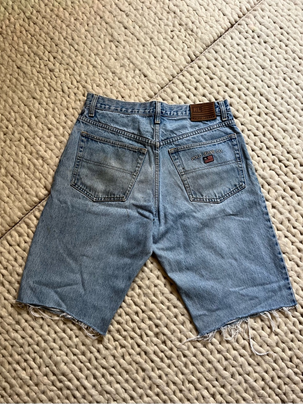 Jorts Polo Jeans Company Vintage Distressed Light Blue Denim Shorts | 32-33